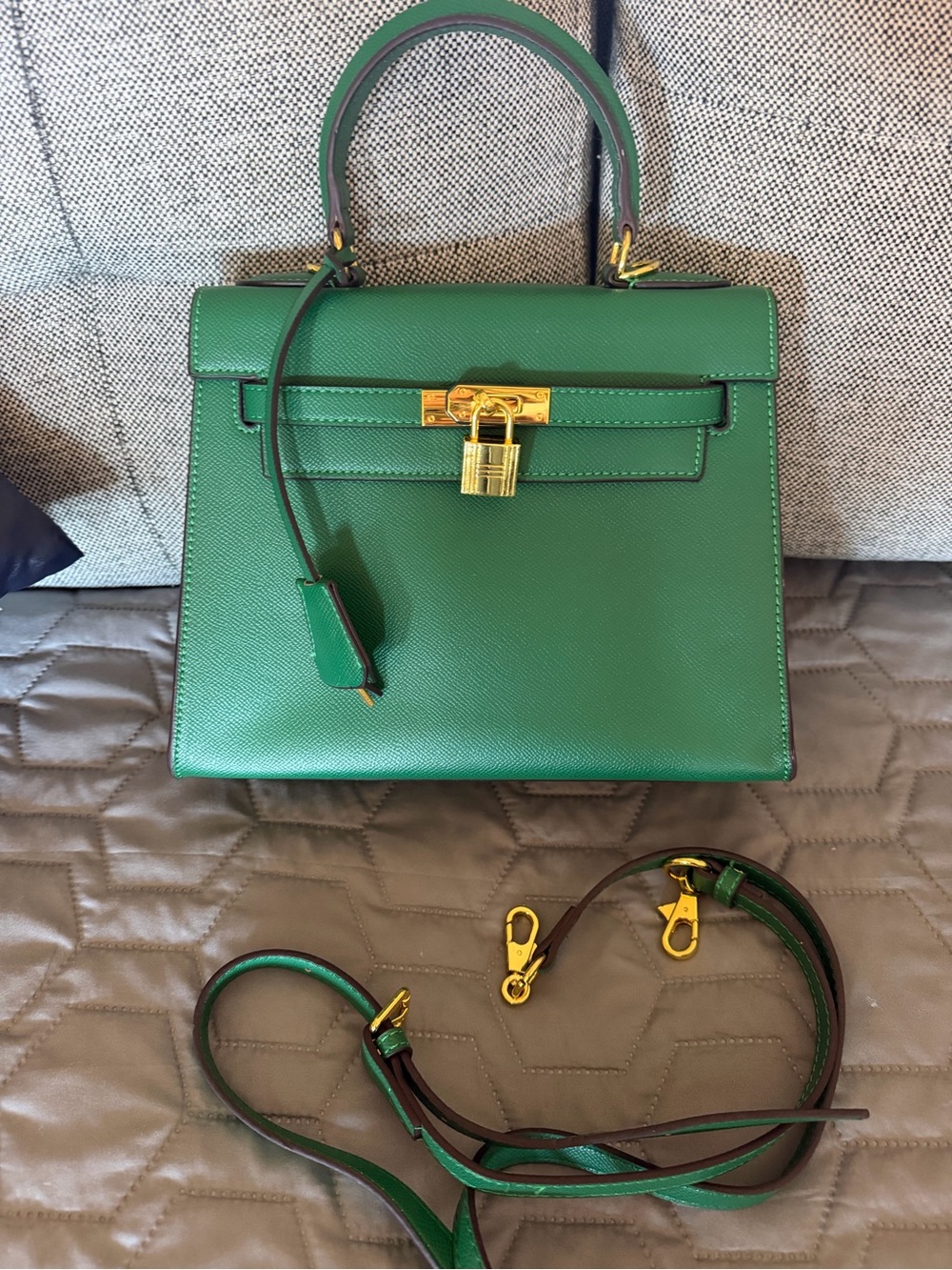 Kelly green small crossbody satchel